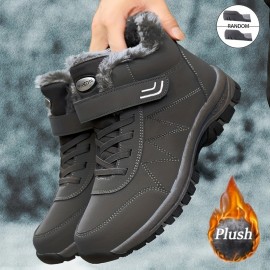 Men's Trendy Snow Botos With Warm Plush Lining, Comfy Non Slip Thermal Sneakers For Men's Winter & Autumn Outdoor Activities