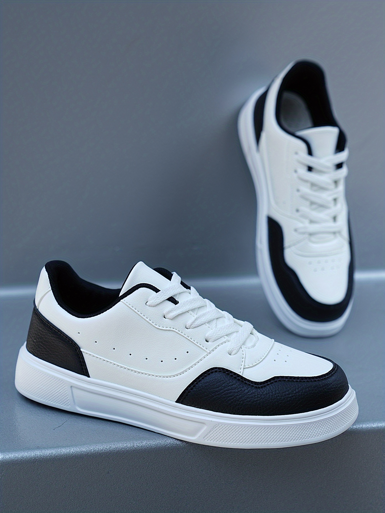 mens basic versatile skate shoes with good grip breathable lace up sneakers details 3