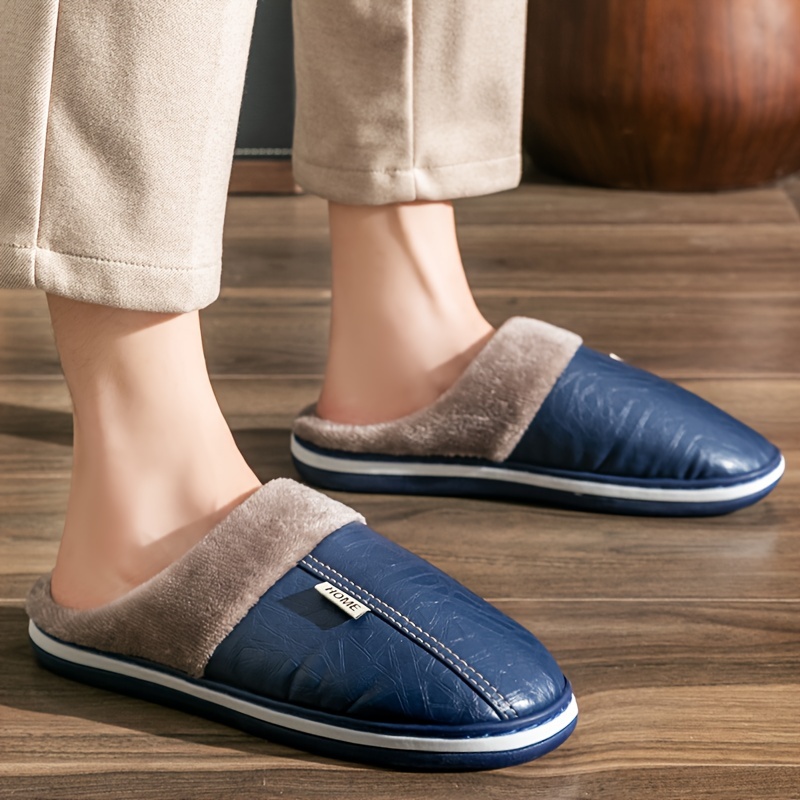 water repellent home slippers soft cozy house slippers anti skid slip on shoes indoor for men winter shoes details 9