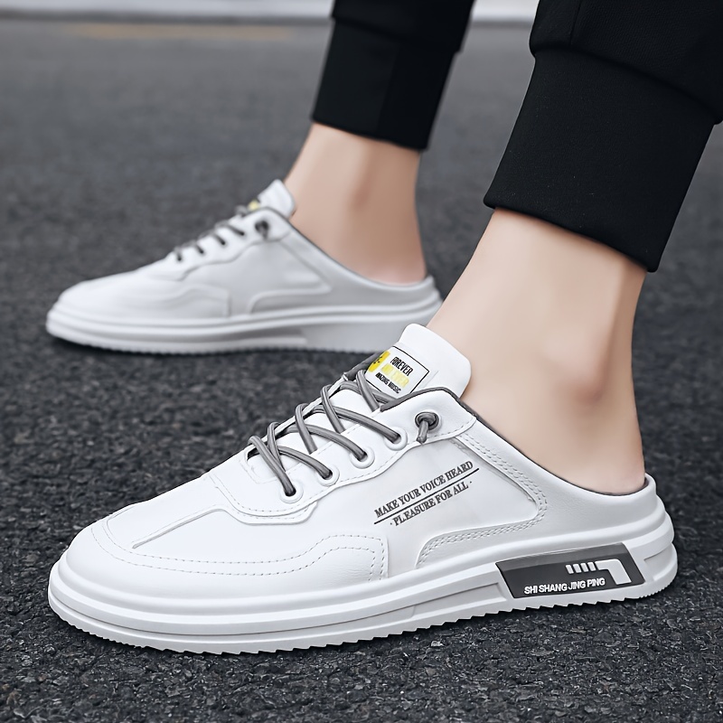 trendy breathable no tie slip on half sneakers, mens trendy breathable no tie slip on half sneakers summer casual outdoor walking shoes with assorted colors details 5