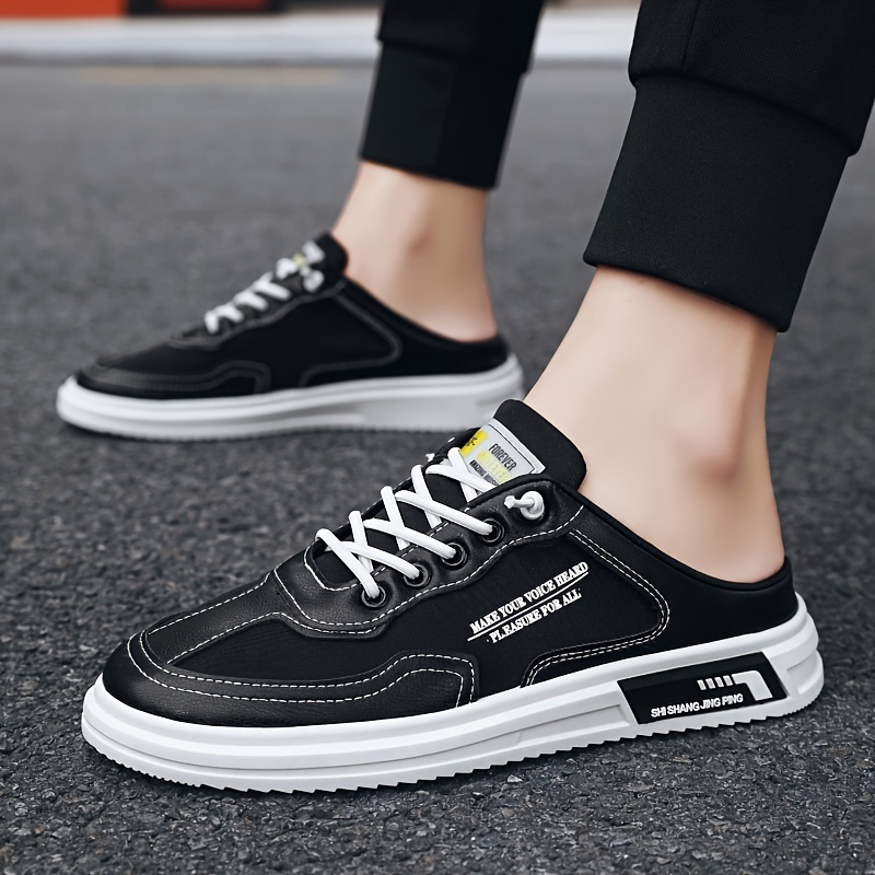 trendy breathable no tie slip on half sneakers, mens trendy breathable no tie slip on half sneakers summer casual outdoor walking shoes with assorted colors details 8