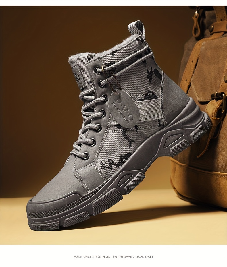 mens camouflage sturdy work boots lace up boots comfortable and breathable shoes details 12