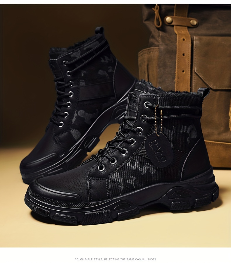 mens camouflage sturdy work boots lace up boots comfortable and breathable shoes details 13