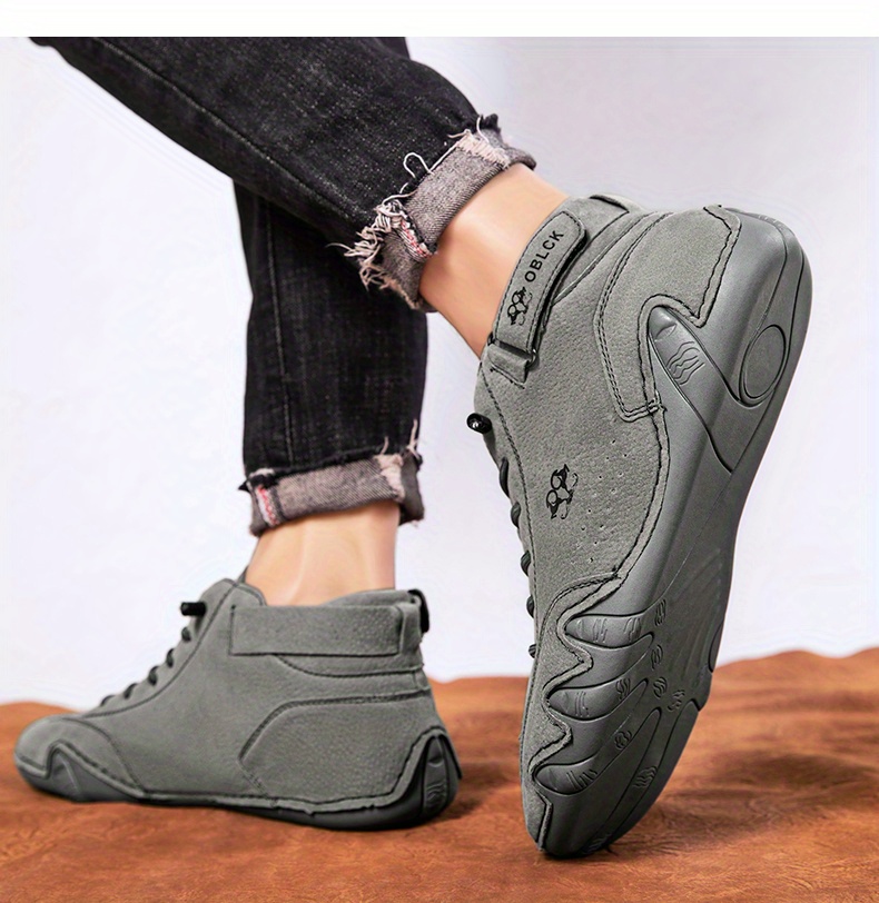 mens lace up boots casual walking shoes with hook and loop fastener details 14