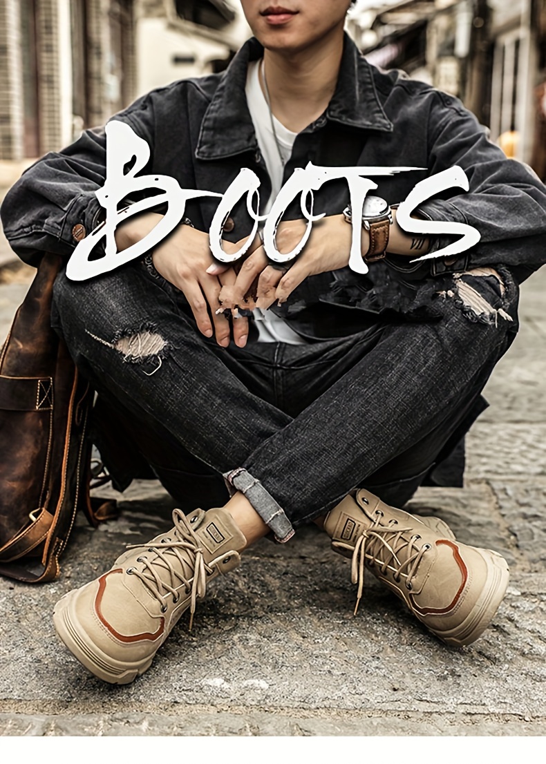 mens sturdy work boots lace up boots comfortable and breathable details 0