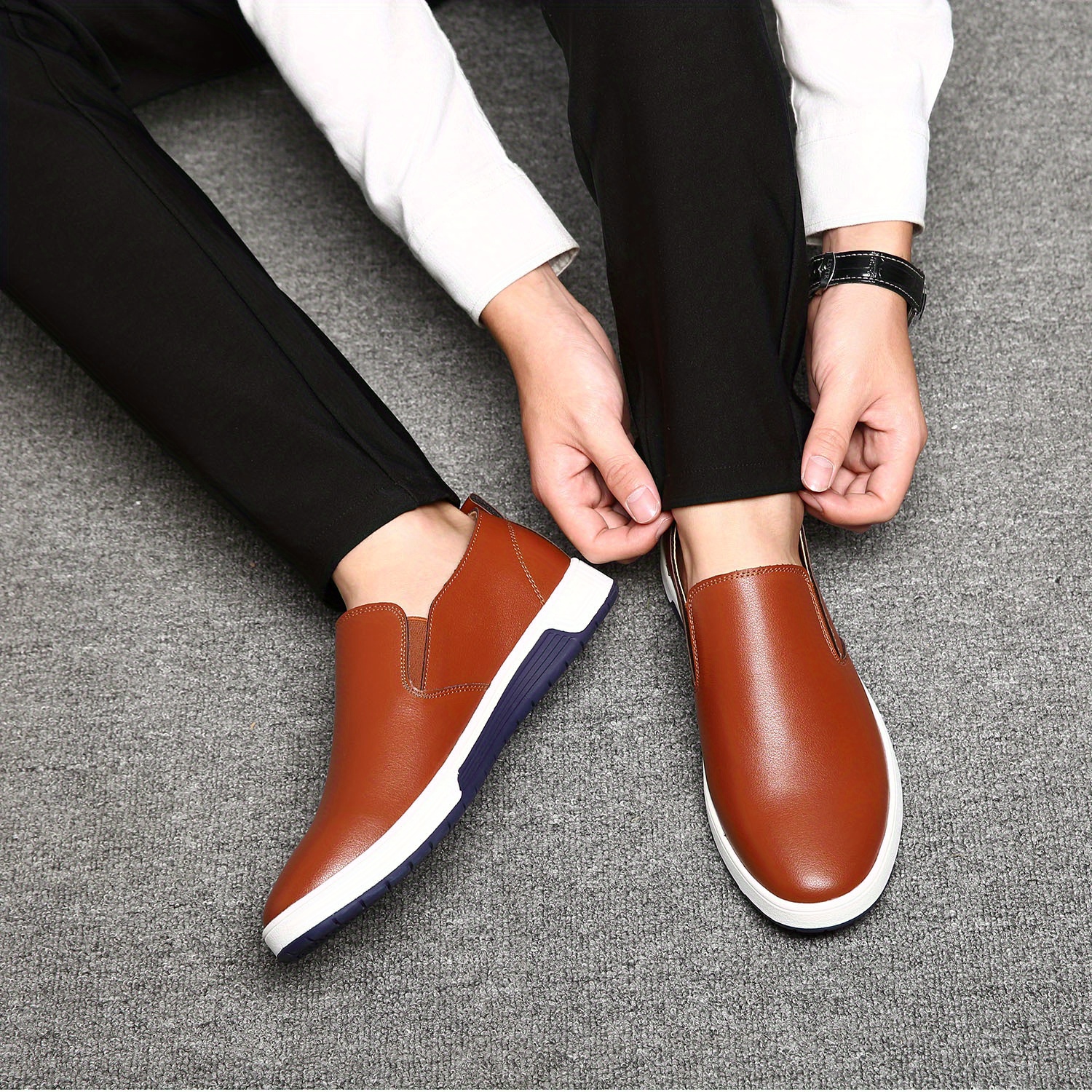 mens comfortable slip on smart casual shoes minimalist flat loafers fathers day gifts details 11