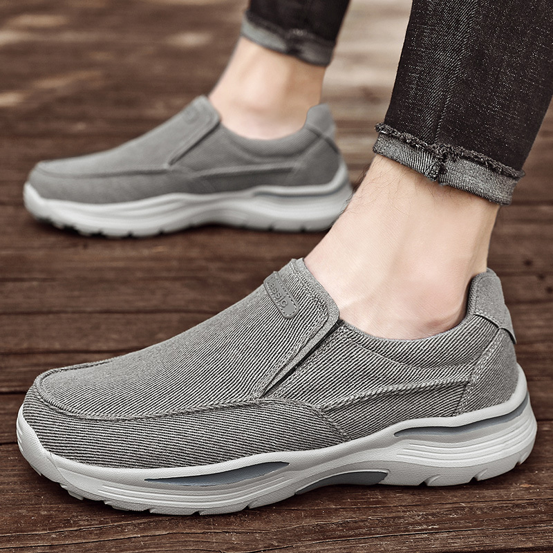 mens canvas breathable slip on loafer shoes walking sneakers details 8