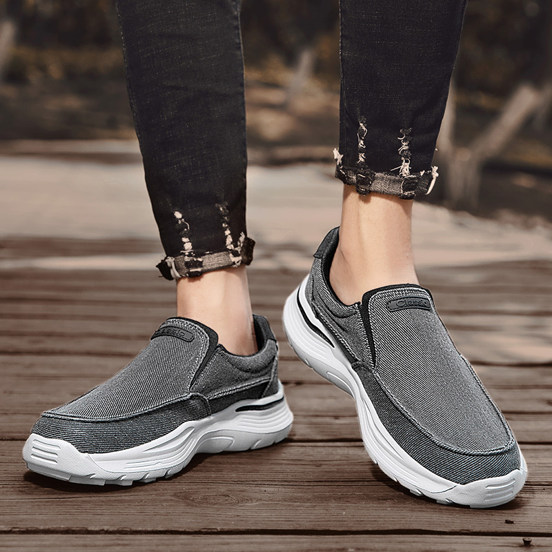 mens canvas breathable slip on loafer shoes walking sneakers details 24