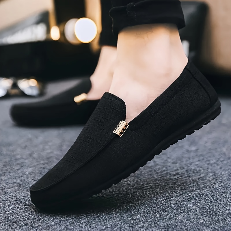 mens solid canvas loafers casual comfy slip on shoes flat shoes for mens outdoor footwear details 6