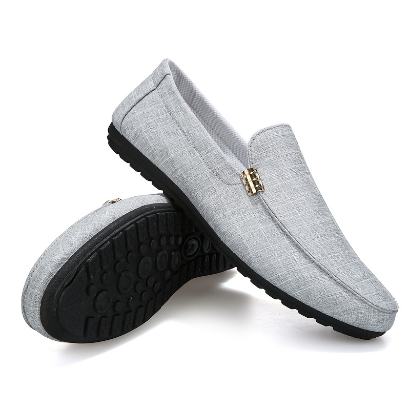 mens solid canvas loafers casual comfy slip on shoes flat shoes for mens outdoor footwear details 9