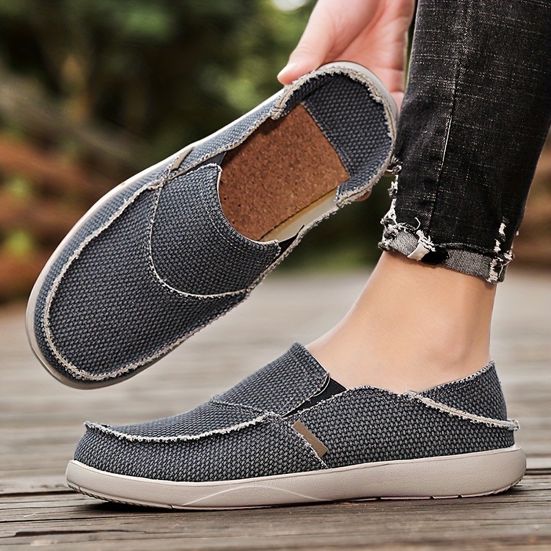 mens canvas slip on loafer shoes breathable lightweight sneakers details 2